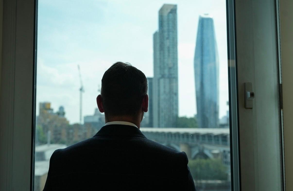 London skyline viewed from an office window